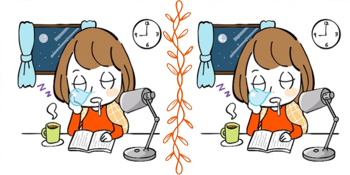 Solo un genio può individuare le 3 differenze in 15 secondi tra due immagini di una ragazza che dorme davanti alla scrivania!